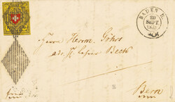 Faltbrief vom 20.09.51 von Baden (AG) nach Bern frankiert mit Stein ...