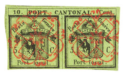 Still full- to wide-margined stamp with two clean Geneva rosettes No. ...