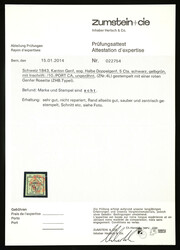 Left half of the double Geneva with red rosette No. 2. Full margin, ...