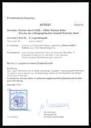 Ungebraucht; Voll-bis weissrandiger kleiner Genfer Adler in sehr ...