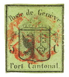 Sehr selten: grünrandiger kleiner Genfer Adler. Risschen am Rand, ...