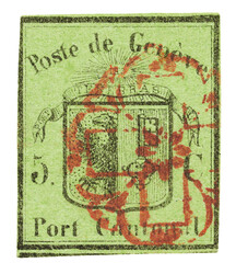 Rote Rosette Nr. 2 auf knapp bis vollrandiger, nicht reparierter ...