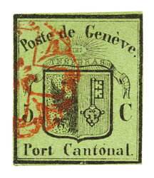 Rote Rosette Nr 2 auf allseitig voll-bis meist grünrandigem Schnitt ...