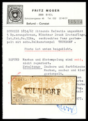 Strubel rarity: Pair 22Aa with bar stamp (!) Thundorf TG. Minimally ...