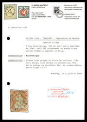 Flawless piece with white margins on all sides and a rare blue ...