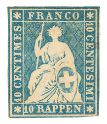 Unused; one of the greater rarities among unused Strubel stamps. ...