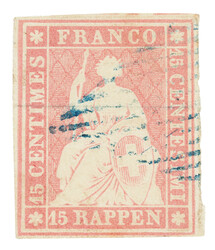Blue federal lozenge on a stamp with white margins on all sides, very ...