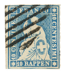 Stamp with white margins on all sides from the left edge of the sheet ...
