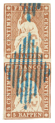 Vertical pair with rich blue lozenge No. 3-46 from Schachen LU. Lower ...