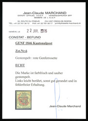 Rote Rosette Nr. 2. Berührt bis sehr gut gerandet und fehlerfrei. ...