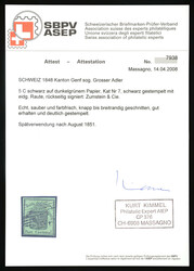 Stempelseltenheit: schwarze eidgenössische Raute auf dunkelgrünem ...