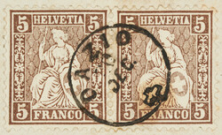 Perfect pair with ideally centered thimble stamp Dazio, 30.12. on ...