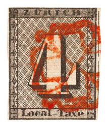 Type IV with red Zurich rosette. Cut partially along the margins, but ...