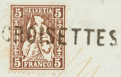 Rare bar postmark Croisettes (VD), (Gr.43/C-324) high contrast and ...