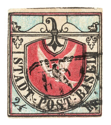 Rarely clear FRANCO in the box No. 440 from Basle, on a stamp with ...