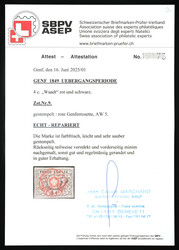 Zentrische rote Rosette Nr.5 auf vollrandiger Marke. Kleine, fast ...