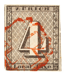 1W, Type V with red Zurich rosette. Still fully to well-margined, ...