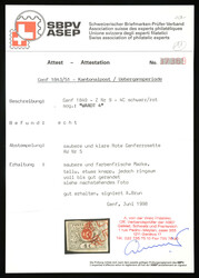 Rote Rosette Nr. 5 auf dreiseitig vollrandiger, oben knapp gerandeter ...