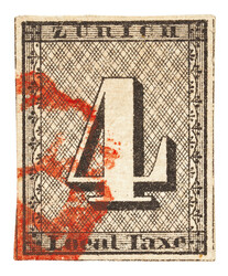 Type II with red rosette. Broadly margined on all sides, ...