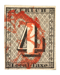 Type I mit roter Rosette. Allseitig vollrandige Marke mit deutlichen ...