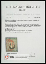 Type I mit roter Rosette. Allseitig vollrandige Marke mit deutlichen ...
