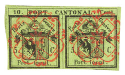 Still full- to wide-margined stamp with two clean Geneva rosettes No. ...