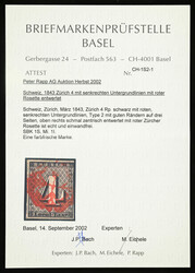 Type II mit roter Zürcher Rosette. Rechts knapp, aber die Randlinie ...