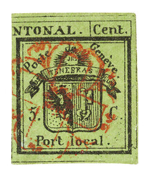 Red rosette no. 2 on the evenly wide-margined, very well-preserved ...