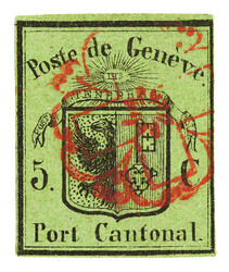 Red Rosette No. 2 on a small Geneva Eagle with green margins on all ...