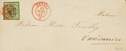 Letter from Geneva to Vandoeuvre dated 12.08.46 with a small Geneva ...