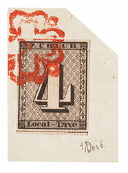 Kleines Briefstück mit Type III und roter Zürcher Rosette. ...
