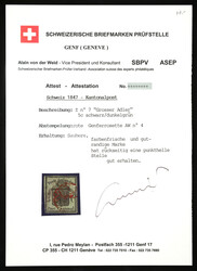 Red Rosette No. 4 on a full-margin stamp with minimal bright spots; ...