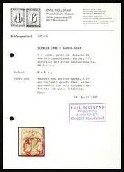 Geneva postal stationery cutout with red Geneva Rosette No. 3. Wide ...