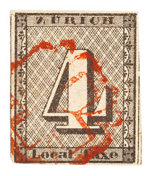 1W, Type V mit roter Zürcher Rosette. Noch voll-bis gut gerandet, ...