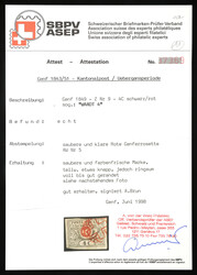 Red rosette No. 5 on a stamp with full margins on three sides, ...
