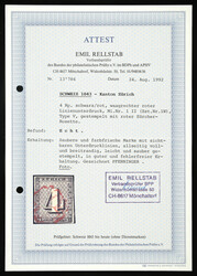 1W, Type V mit roter Zürcher Rosette. Noch voll-bis gut gerandet, ...