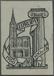 1960 Europamarke 1960, 1 Klischee/ Entwurf (Tusche) für eine 1960 ...