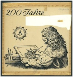 1969 200 Jahre Albertina, 1 Klischee/ Entwurf (Tusche) für eine 1969 ...