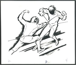 1974 Sport (Fechten), 1 Klischee/ Entwurf (Tusche) 1974 für eine ...