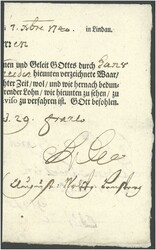 1740 Warenbegleitschein des FUSSACHER BOTEN über die Beförderung ...