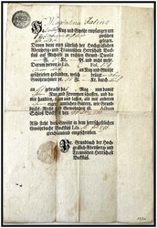 1780 Bockflüss (Bockfließ), Dokument mit 3 Kr.-Signette und ...