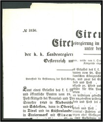 1849 Circulare, betreffend das Post-Rittgeld, u.a. ... "Das Schmier- ...