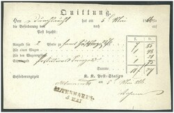 1866 ALTENMARKT 5. MAI, L2-Stempel auf Quittung für Rittgeld von ...