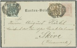 1878/1896 4 Poststücke, davon 3 ins Ausland, u.a. 1896, 5 Kr. ...
