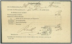 1880 BADEN GELD-ANWEISUNG 12/3/80, Doppelkreisstempel auf ...