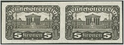 1919/21 Parlament 5 Kronen in waagrechtem Paar ungezähnt, 1919/21 ...