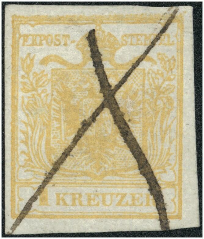 1 Kreuzer orangeocker Type I Hp mit Federkreuz-Entwertung, ...