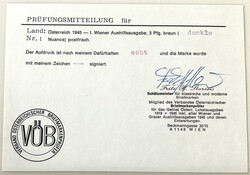 1945 3 Pfg. dunkelbraun, Befund Sturzeis 1945  Katalog: ANK ...