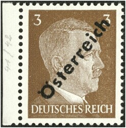 1945 3 Pfg. braun (schwach) geriffelter Gummi mit linkem Bogenrand, ...