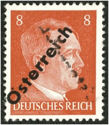 1945 8 Pfg. rückseitiger Blindendruck und bildseitig schwachem 1945 ...